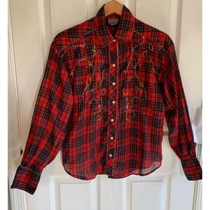 vintage 90s Roughrider by Circle T Western-style Women's shirt small pearl snaps